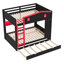 Grand lit superposé en bois massif avec lit gigogne, tablettes et crochets de rangement, sans sommier, beige-1612886081-1612886140