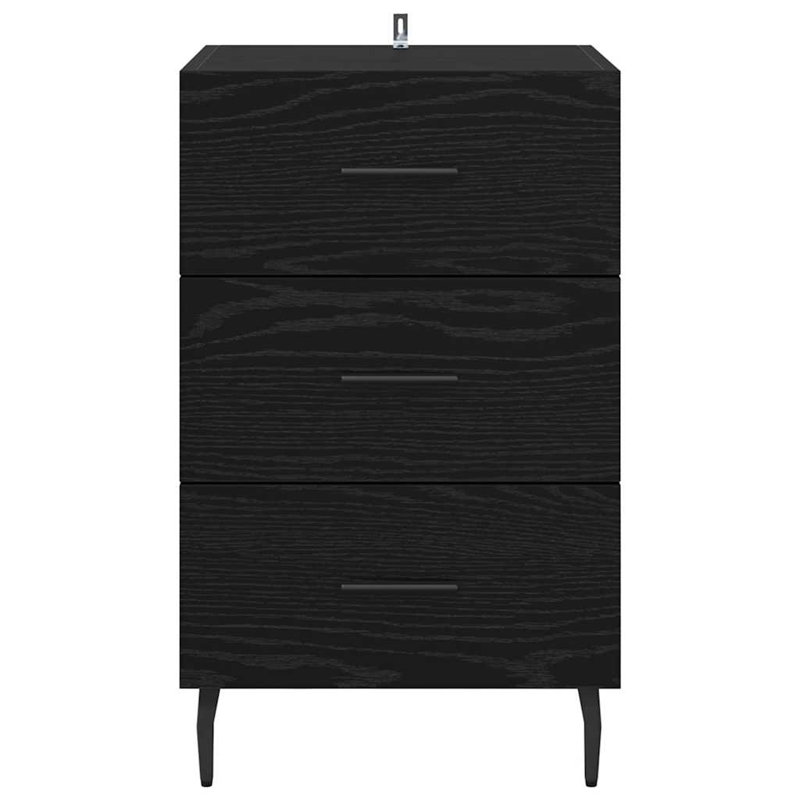 40cm W Manufactured Wood Bedside Table, Black Oak