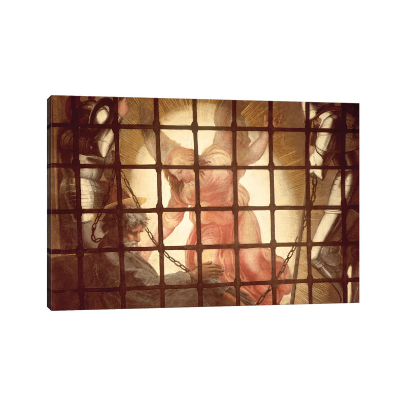 The Angel Wakes St Peter, From 'The Liberation Of St Peter' In The Stanza D'Eliodoro, 1512-14 by Raphael - Wrapped Canvas Gallery-Wrapped Canvas Giclée
