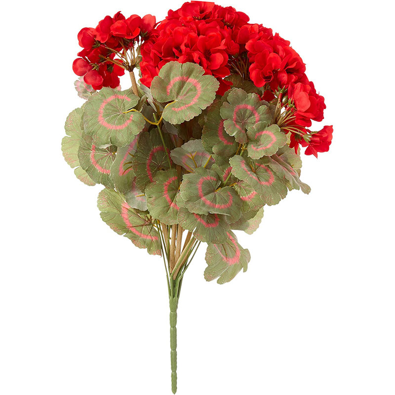 18 inch Red Geranium, Faux Floral for Vase Arrangements and Home Decor