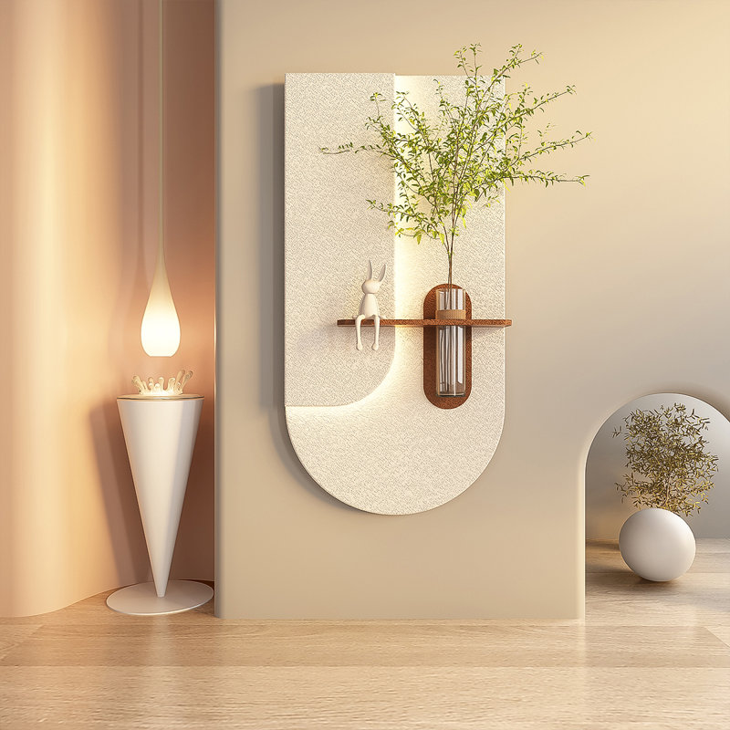 Décoration murale moderne minimaliste créative avec lumière DEL télécommandée, H 39,37 po x l 19,69 po x P 5,91 po