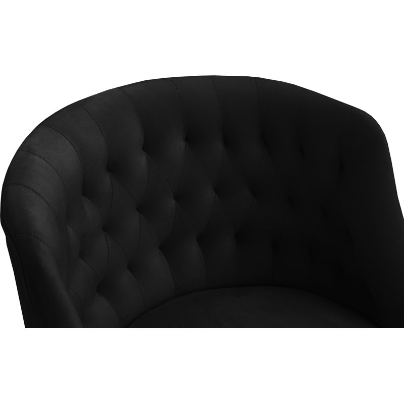 Chaise de travail en velours Casmir, Velours noir, Doré