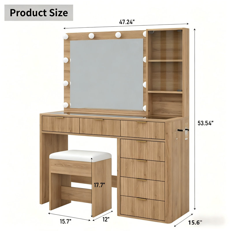 Tamya Dressing Table, Natural Oak