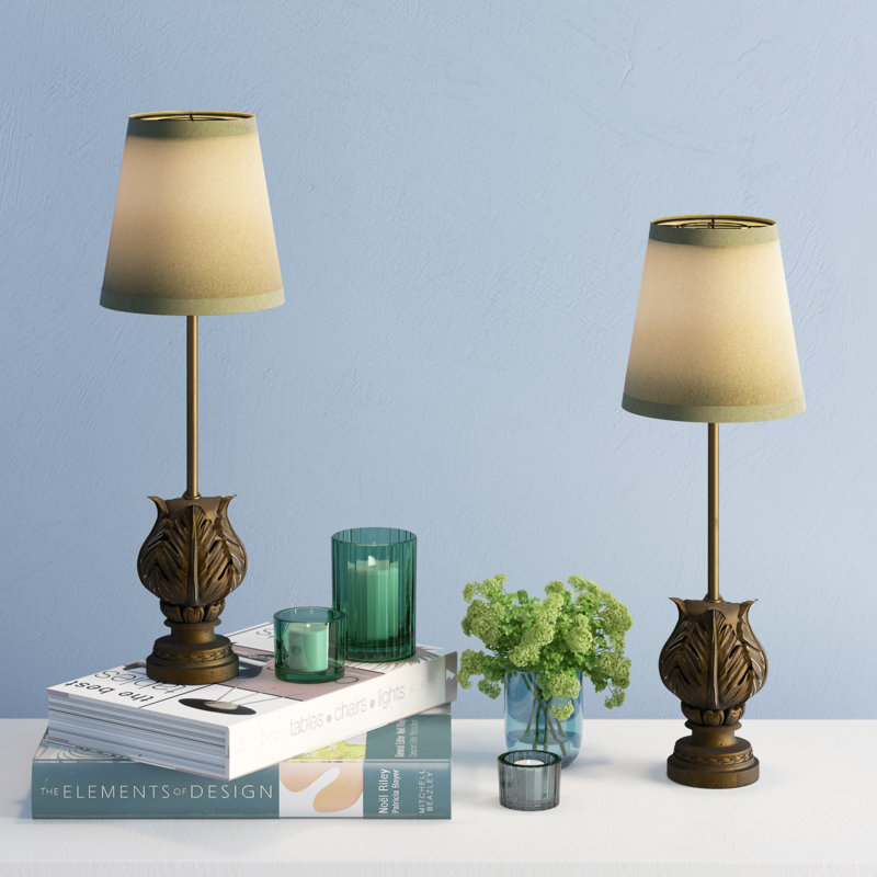 Ensemble de lampe buffet 18 po Shepherd"s, Base or Paris / abat-jour doré