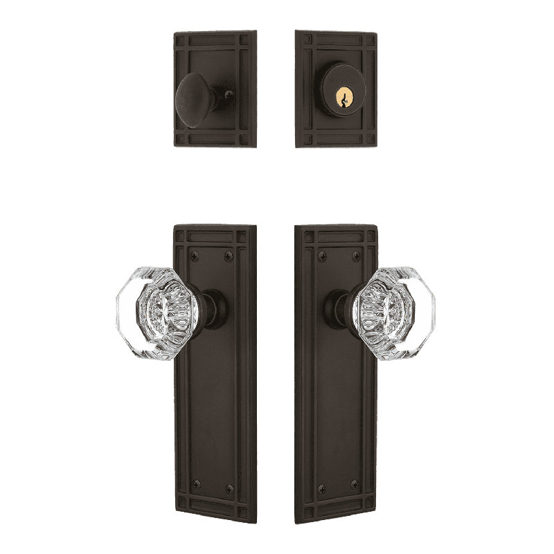 Nostalgic Warehouse Mission Entry Set with Waldorf Crystal Knob, Oil-Rubbed Bronze, 2.75