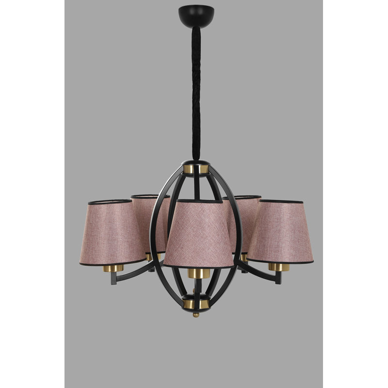 Lustre géométrique à 5 lumières Roark, Noir, Rose