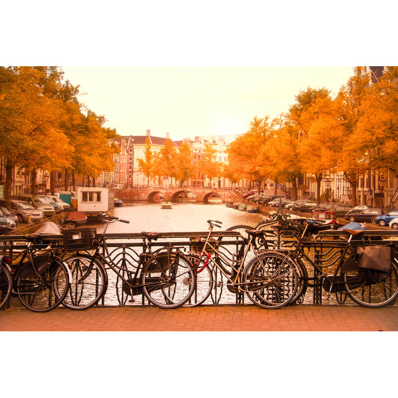 Amsterdam Canal And Bikes - Wrapped Canvas Print, 51cm H x 76cm W x 3.8cm D