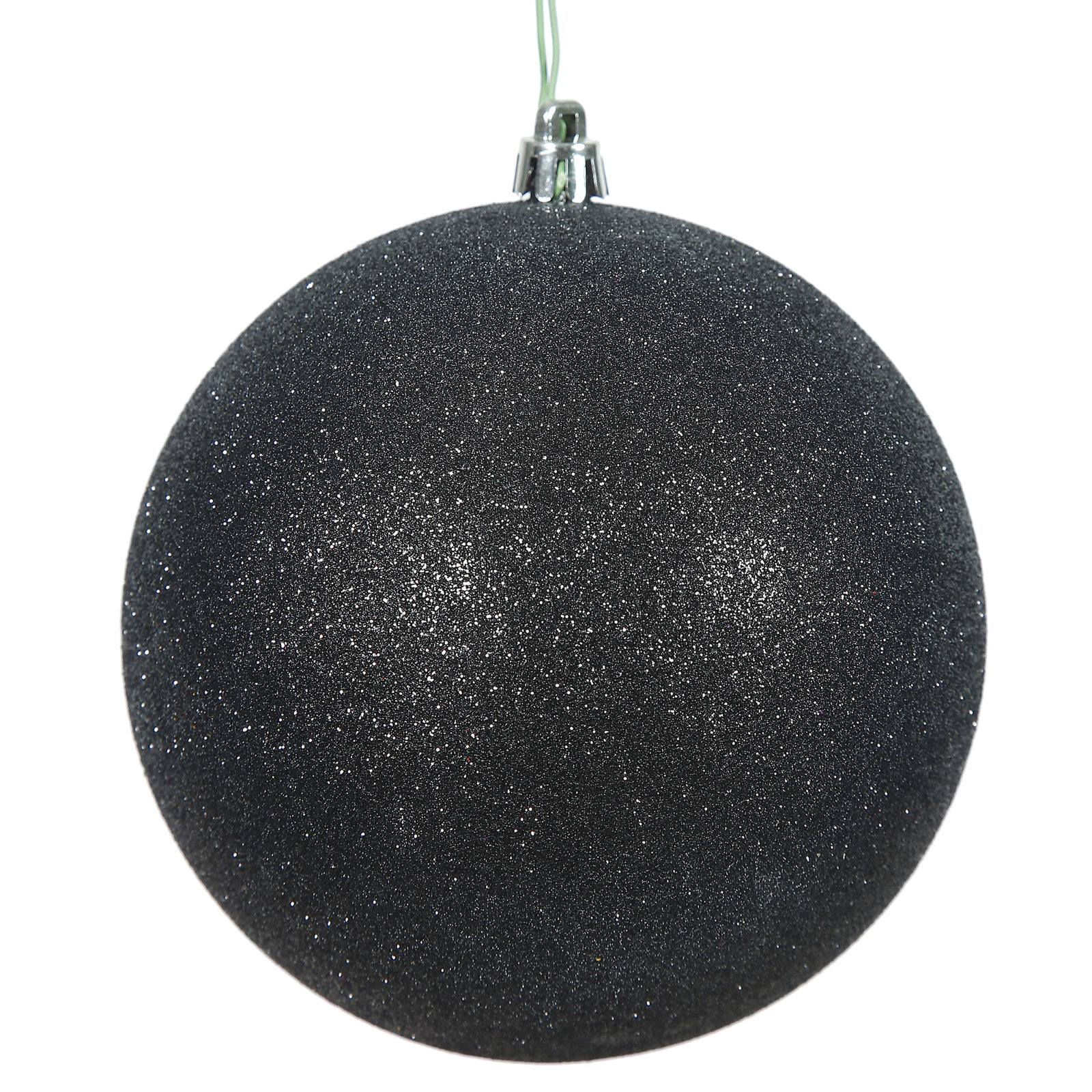 Holiday Décor Ball Ornament, 3" H x 3" W x 3" D, Black Glitter