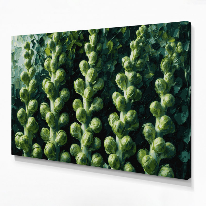 Légumes, choux de Bruxelles, art mural sur toile verte, H 24 po x l 36 po