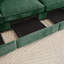 Canapé modulaire en L à 4 places avec repose-pieds mobile, accoudoirs en forme de croissant et coussins enveloppants en chenille vert