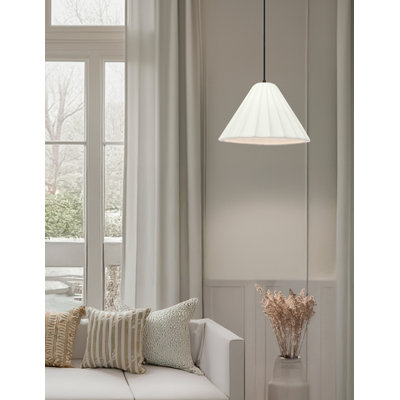 Radiance - luminaire suspendu cannelé 1 lumière - Bisque - noir mat - l 10,75 po x H 7 po - DEL dédiée - cordon noir