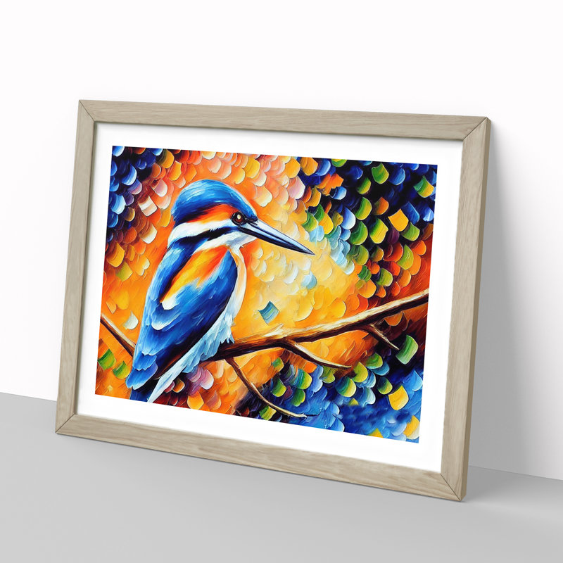 Kingfisher Bird Vol.4 Abstract - Single Picture Frame Painting, Oak, 46cm H x 64cm W x 2cm D