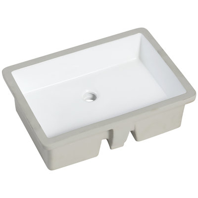 MEJE 15.5'' Glossy White Ceramic Rectangular Bathroom Sink with Overflow