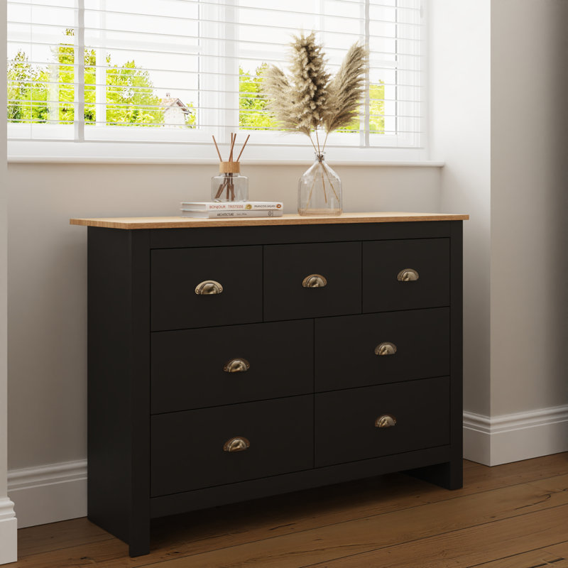 Gia 111.5cm W 7 - Drawer Chest of Drawers, Black