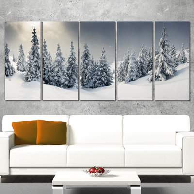 Winter landscape, ensemble de 5 reproductions de photos sur toiles tendues