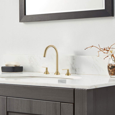 Brass Widespread Bathroom Faucet With 360° Swivel Spout, Pop-Up Drain & Supply Lines (4"-16" Adjustable Centers)