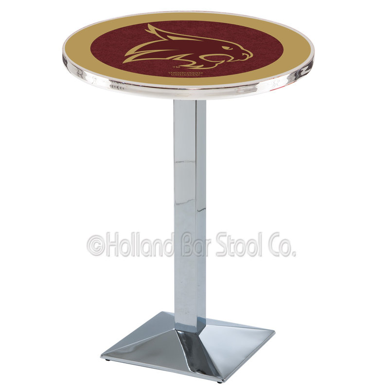 Round Metal Base Dining Table, Chrome, Texas State University