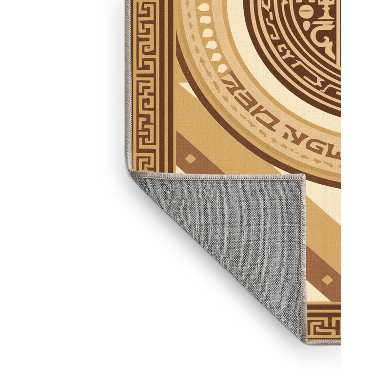 Tapis oriental classique brun / beige lavable à la machine Zack, 7 x 9