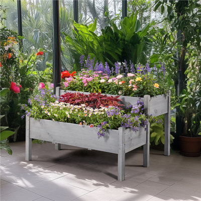 Aadhira 2-tier Fir Wood Elevated Planting Box