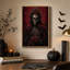 Art mural sur toile gothique avec reine squelette et roses rouges-598476069