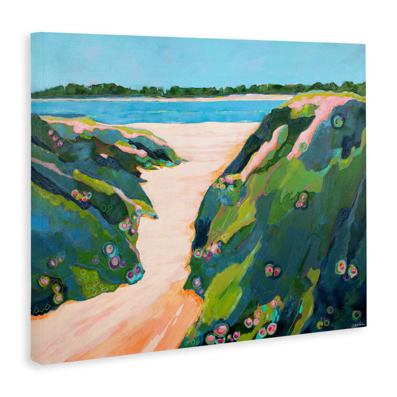 Motif floral de paysage de falaises, conception par Dorothy Holmes Mohler, H 30 po x l 40 po
