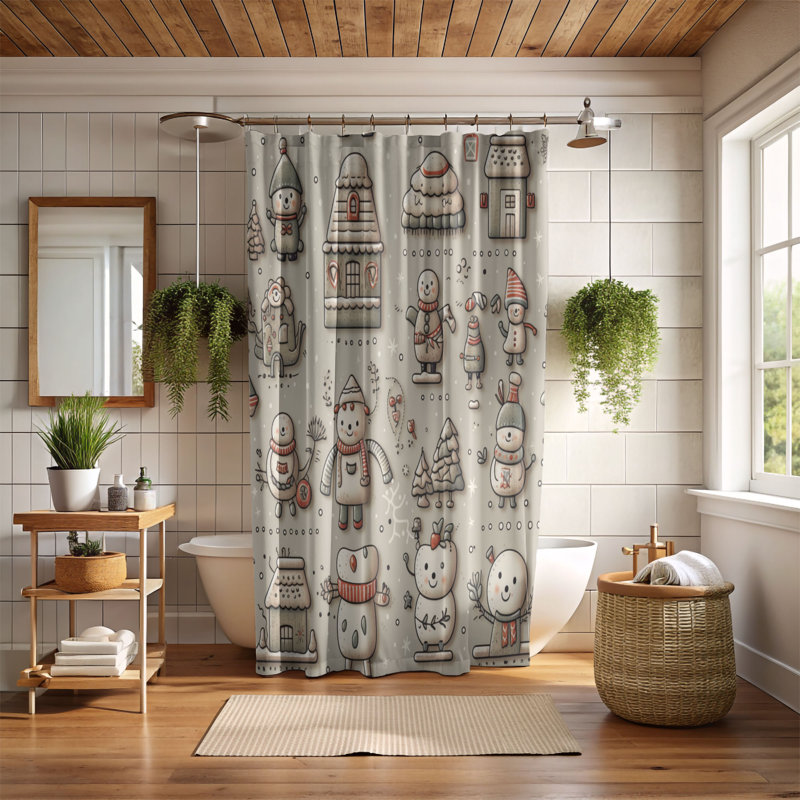 Rideau de douche Snowy, H 74 po x l 71 po