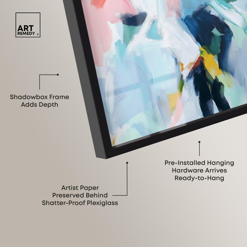 Art mural bleu Blush Boho, H 31 po x l 21 po, Noir