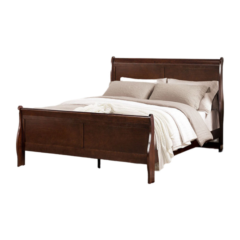 Ryla Bed, Sleigh Panel Headboard, Classic Solid Wood, Twin, Brown