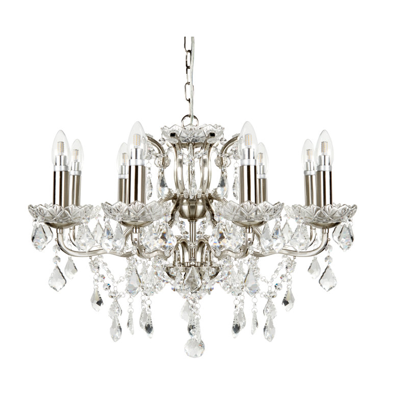 Alize 8 - Light Candle Style Chandelier, Satin Silver