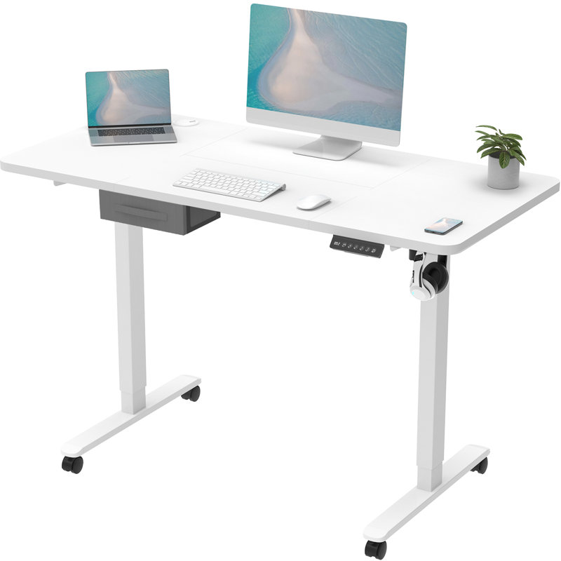 Antlia Adjustable Metal Base Standing Desk, White, White