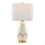 Lampe de table 25 "en verre et métal blanc avec abat-jour en lin blanc Glass - ensemble de 2