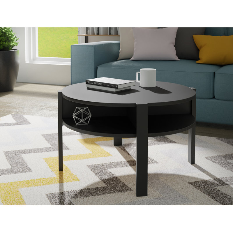 Aiofe Four Leg Coffee Table with Storage, Black