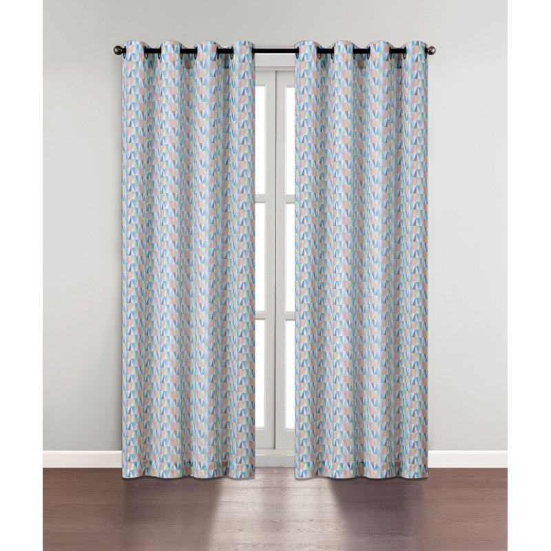 Horta Sheer Curtain Pair, Blue/Orange
