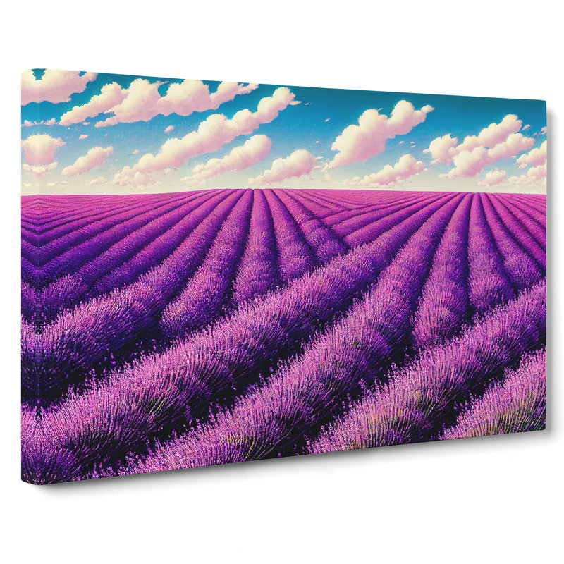 Artsy Lavender Flower Field - Wrapped Canvas, 35cm H x 50cm W x 3cm D