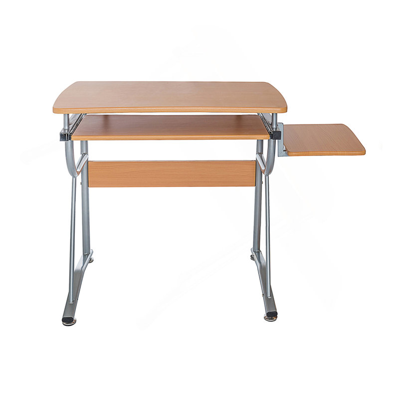 Bureau d'ordinateur compact avec tablette latérale et panneau de clavier