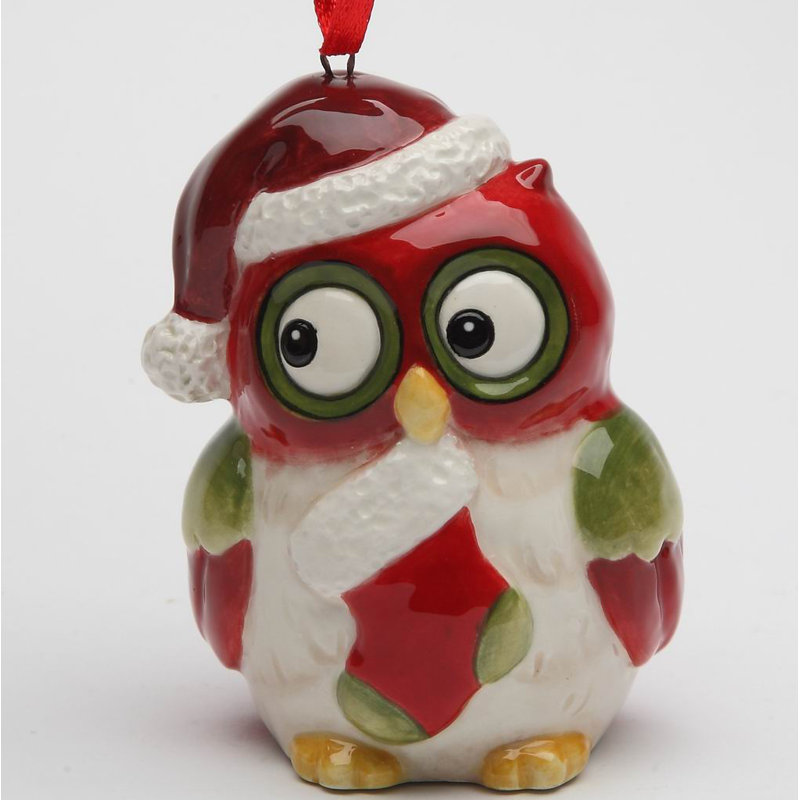Figurine suspendue chouette tenant un bas