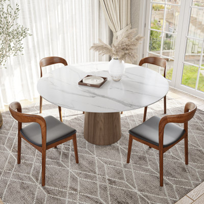 Amberly Sophisticated 5/7 Pieces Round Dining Table Set With Cushioned Chairs, Modern Design For Any Home