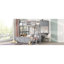 Lit double superposé au dessus d'un lit double avec bureau, gris
