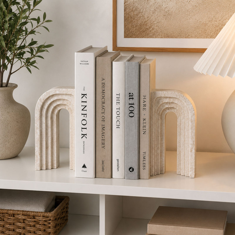 Ensemble de serre-livres en résine d'inspiration pierre pour livres lourds