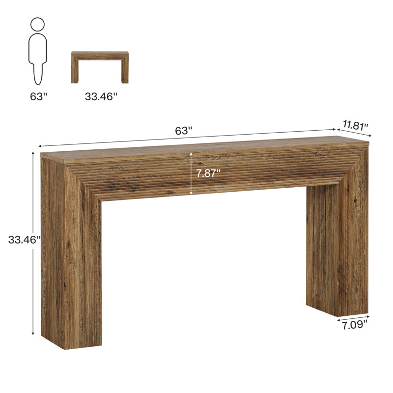 63" Fluted Console Table, Entryway Table Behind Sofa, null