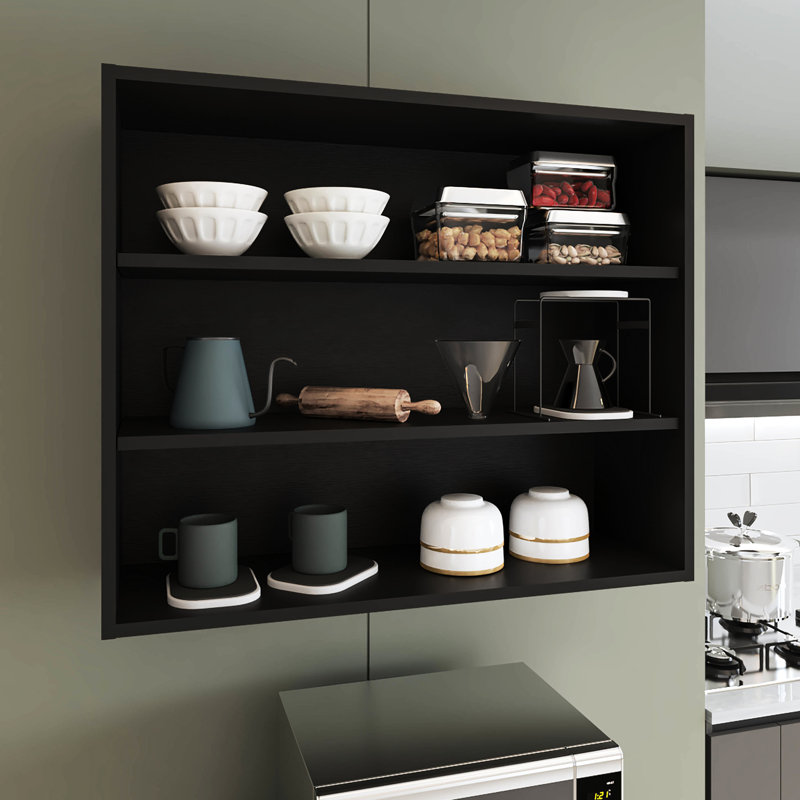 Armoire murale avec rangement ouvert, Noir