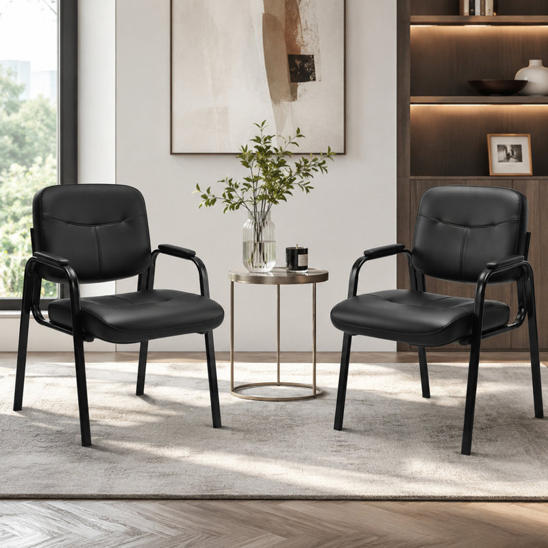 Chaise de salle de conférence empilable en cuir 22,24 po avec structure en métal