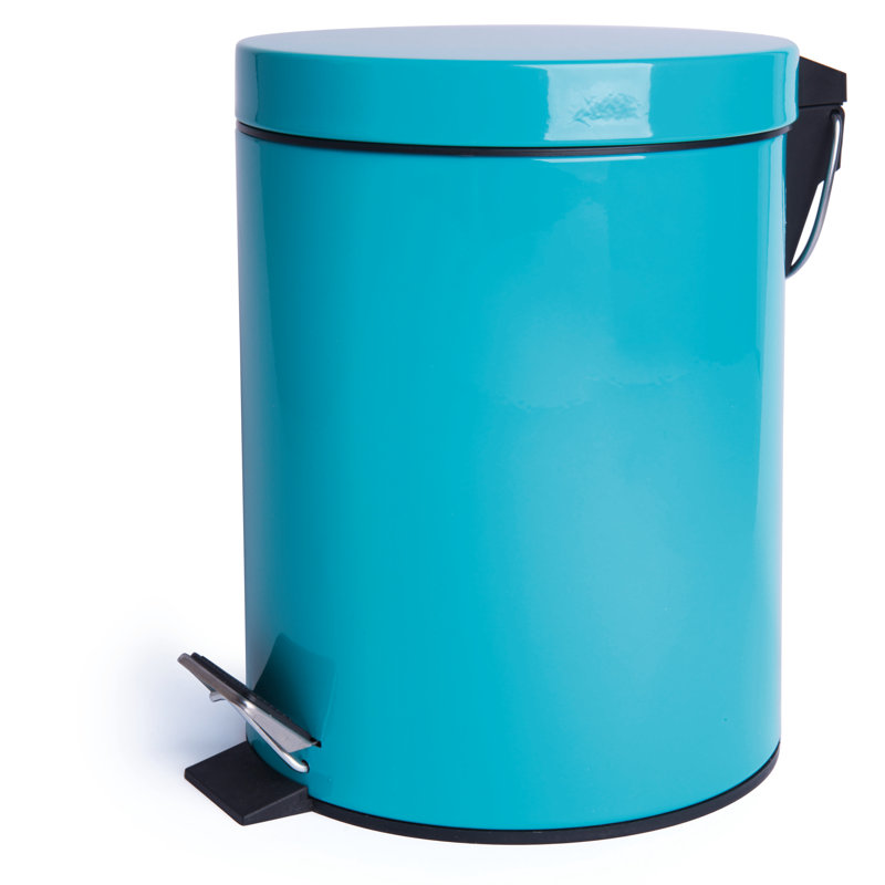 Steel Step On Kitchen Rubbish Bin, Light Blue
