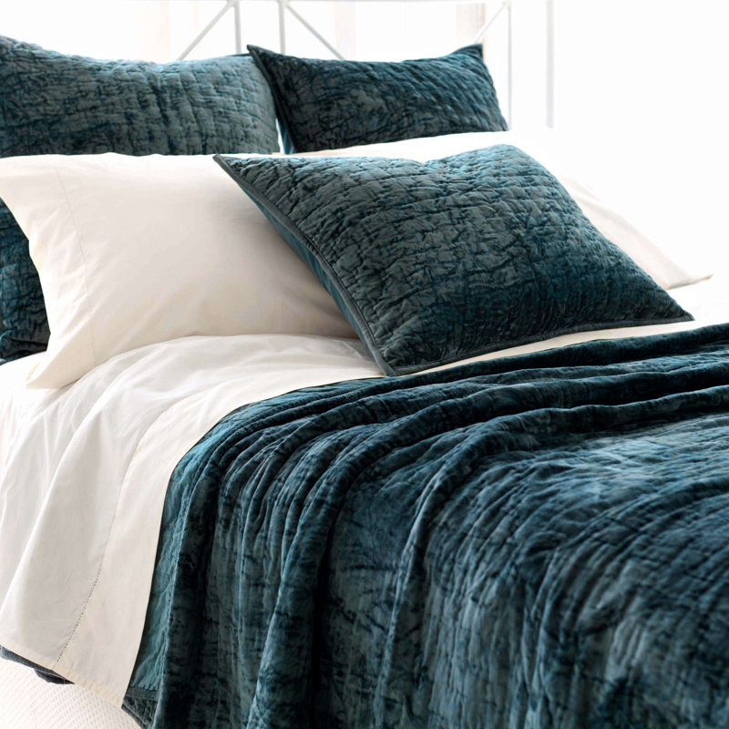 Matte Velvet Juniper Quilt, Juniper, King Quilt