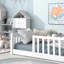 Structure de lit simple avec clôture sans porte, structure en bois d'hévéa avec barrière de sécurité-1482153773