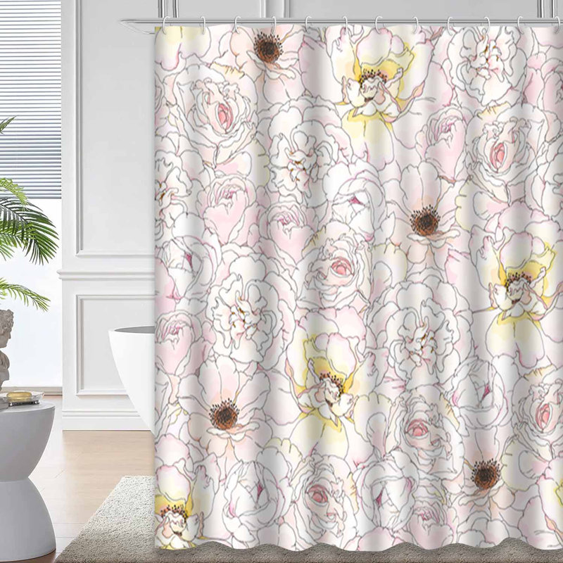 Rideau de douche imperméable romantique à branches florales avec 12 crochets, L 72 po x l 72 po
