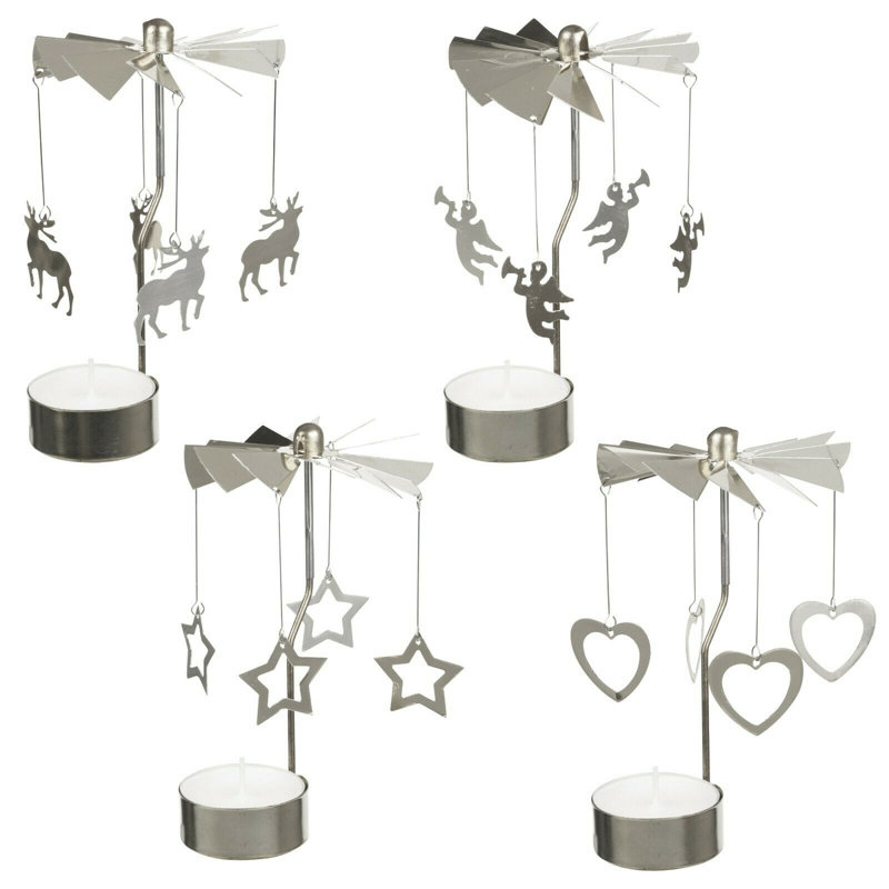 4 Piece Metal Tabletop Tealight Holder Set, Silver