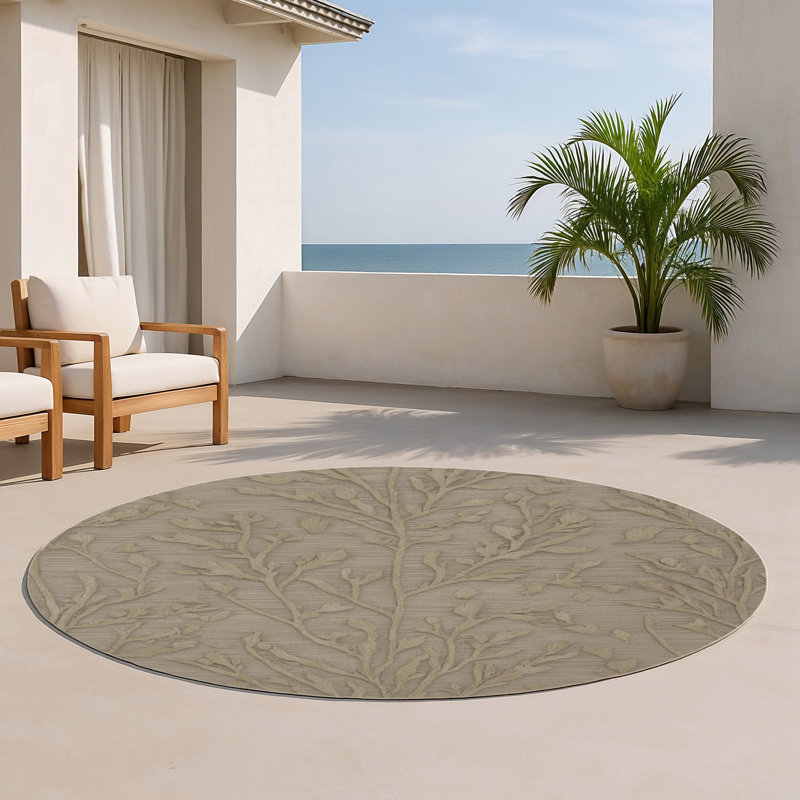 Tapis intérieur et extérieur gris Nature, Rond 5 pi