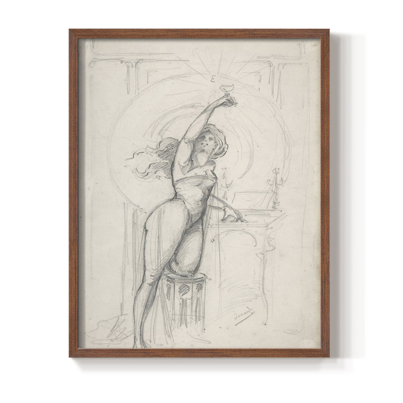 Reproduction d'art encadrée rétro S III - bois massif, H 30 po x l 24 po, Noyer