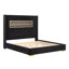 Contemporary Style Black Eastern King Size Bed Upholstered Fabric Bedroom Furniture Platform Bedframe